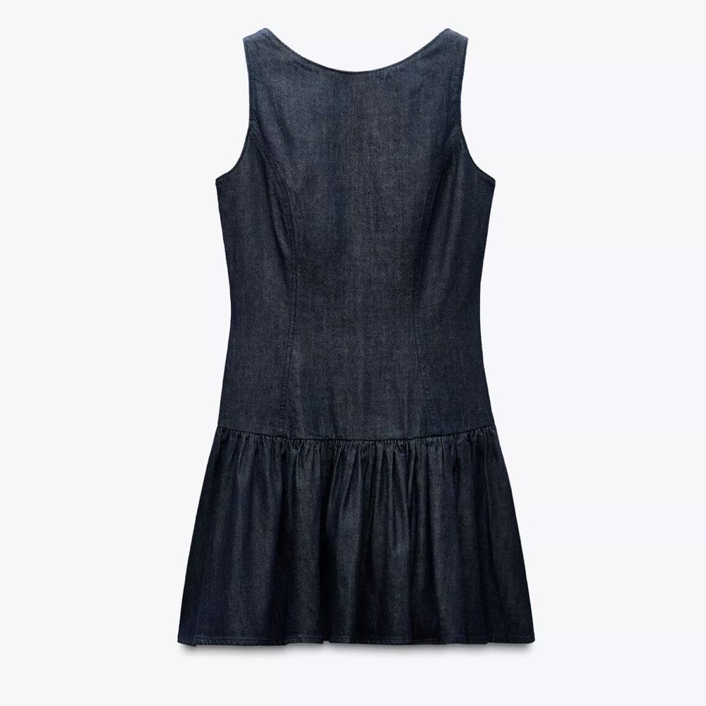 Zara Dark Blue Denim Dress with Open Back